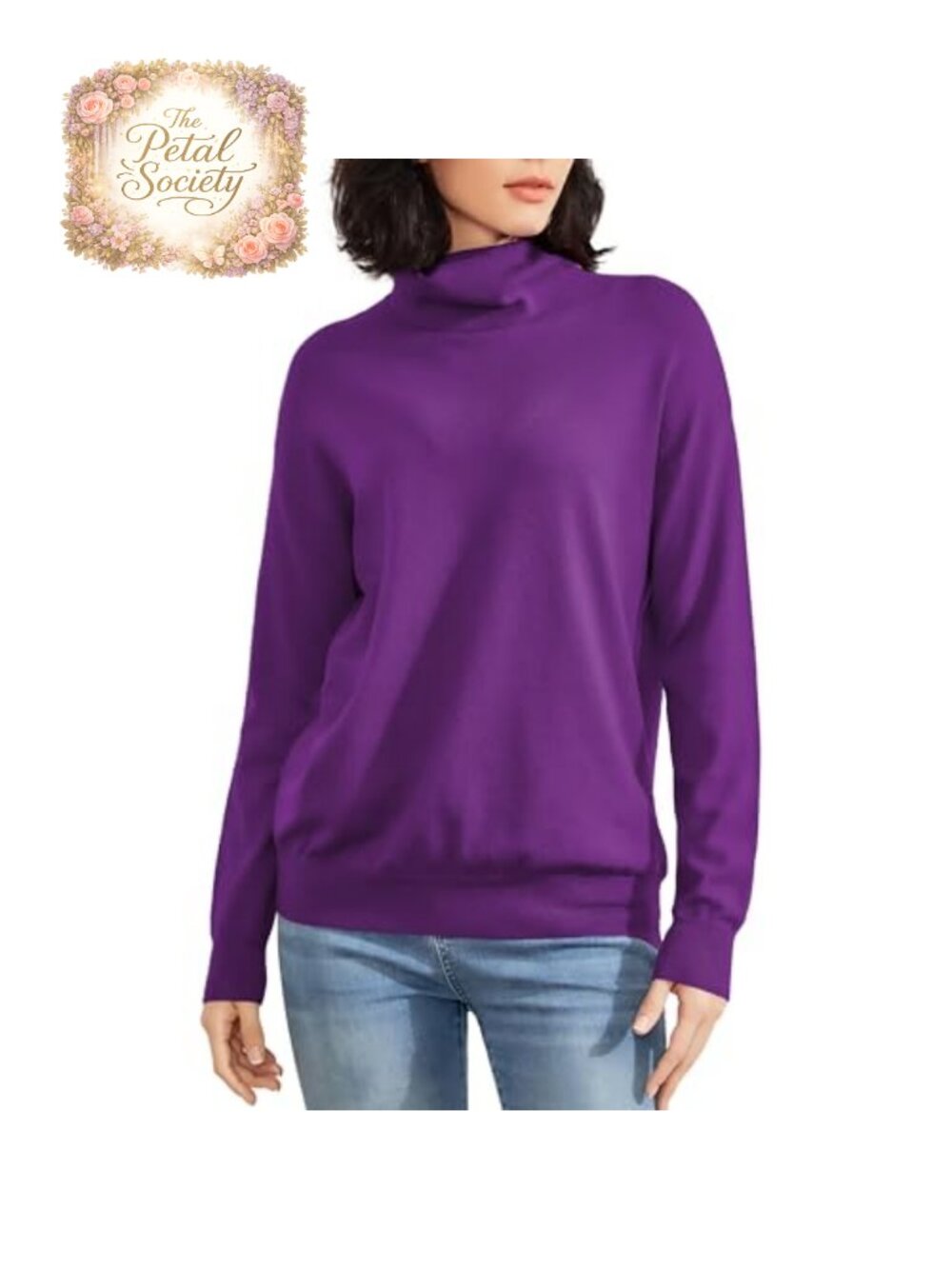 Turtleneck Sweater Long Sleeve Lightweight Knit Pullover Top